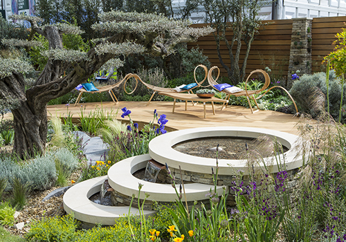 Royal Bank of Canada show garden with Designer Matthew Wilson at Clifton Nurseries,  RHS Cheslea Flower show 2015, London May 2015.