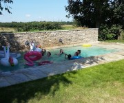 Our dry-stone walling provides a tasteful backdrop to this swimming pool in Norfolk.