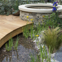 Royal Bank of Canada show garden with Designer Matthew Wilson at Clifton Nurseries, RHS Cheslea Flower show 2015, London May 2015.